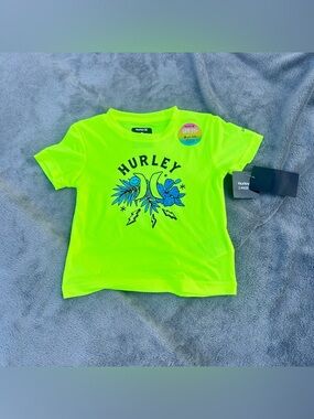 NWT! Hurley Toddler Boys Neon Yellow Swim Shirt UPF 50+ UV Guard - Boys 3T